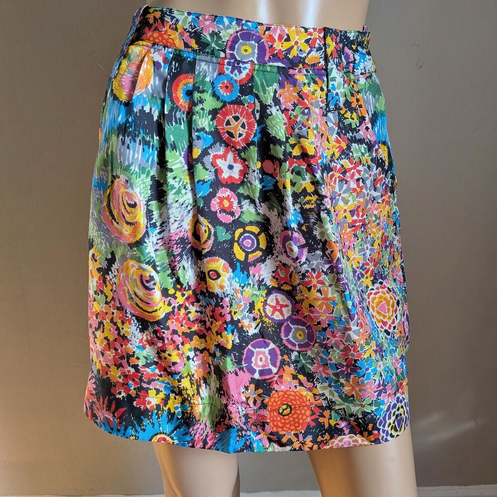 See by Chloe Floral Silk Mini Skirt Bright Watercolor Party Designer Size 6